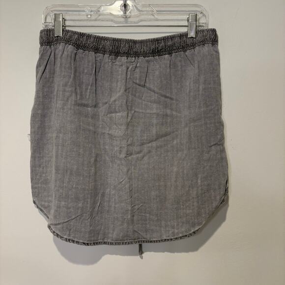Anthropologie Cloth & Stone Mini Skirt Size S Gray Tencel Drawstring‎ Preppy - Picture 6 of 6